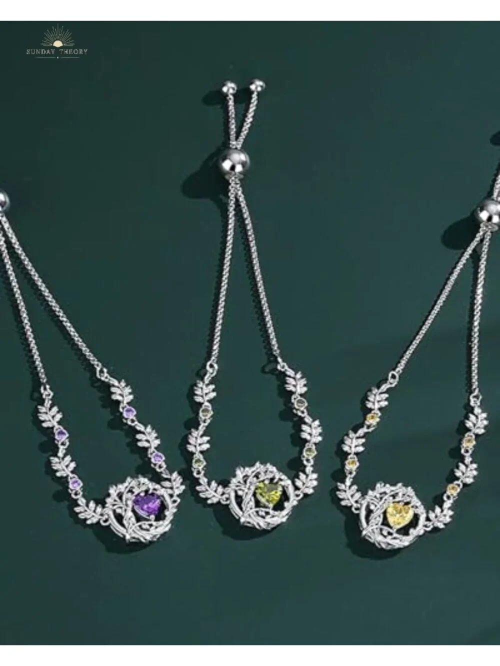 Sterling Silver Tree of Life Birthstone Pendant Bracelet